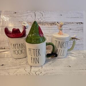 Rae Dunn Disney Princess Peter Pan/Tinkerbell Mugs with Toppers Pick Your Mug